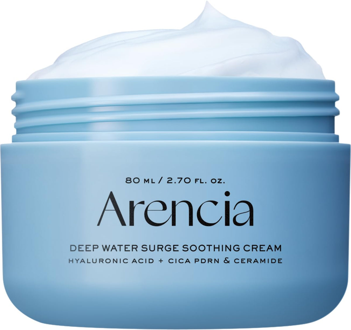 ARENCIA Deep Water Surge Cream jar showing rich hydration for dry skin.