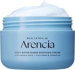 ARENCIA Deep Water Surge Cream jar showing rich hydration for dry skin.