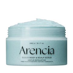 ARENCIA Fresh Cloud Sea Salt Scrub Mint bottle for gentle body exfoliation at home.