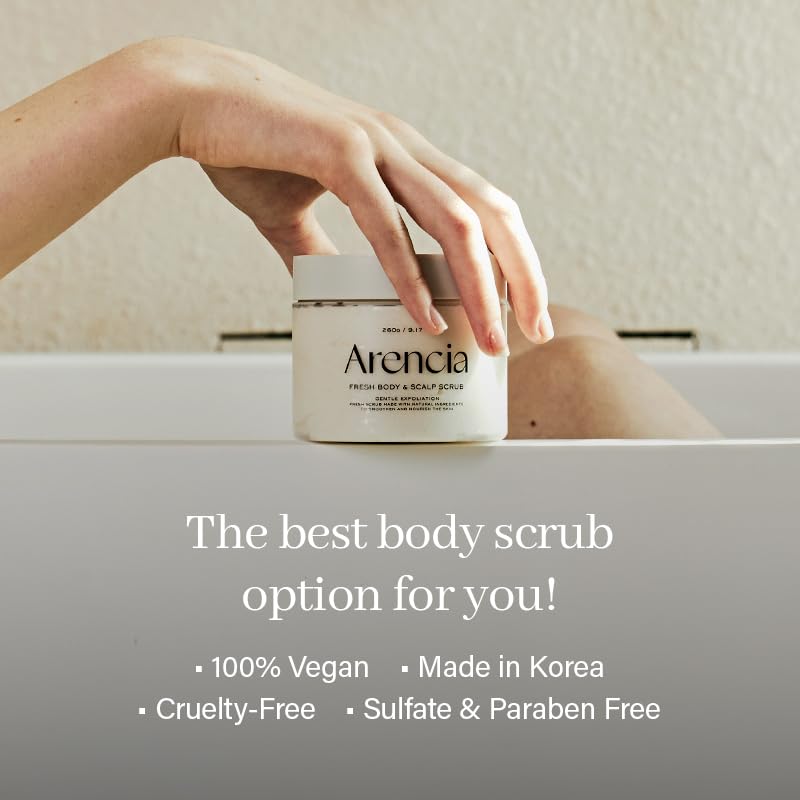 ARENCIA Fresh Cloud Sea Salt Scrub Mint packaging communicates clean vegan Korean quality.