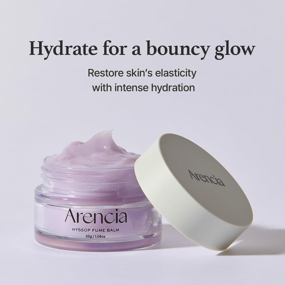 ARENCIA Hyssop Fume Balm jar closeup shows natural ingredients and calming scent