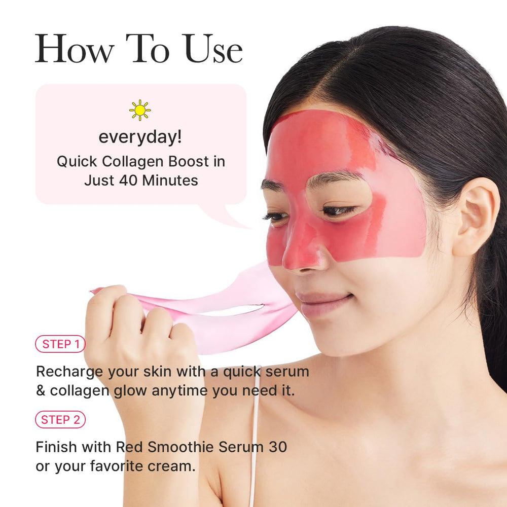 ARENCIA Red Collagen Jello Mask ingredients close-up featuring peptides and collagen.