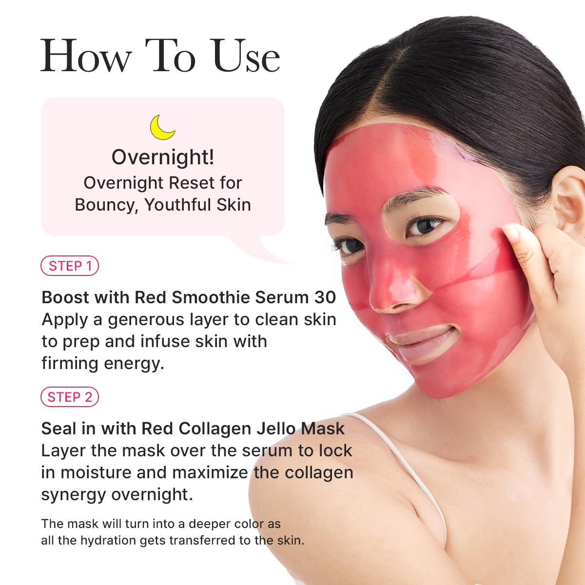 ARENCIA Red Collagen Jello Mask niacinamide 2% label detail for balanced tone.