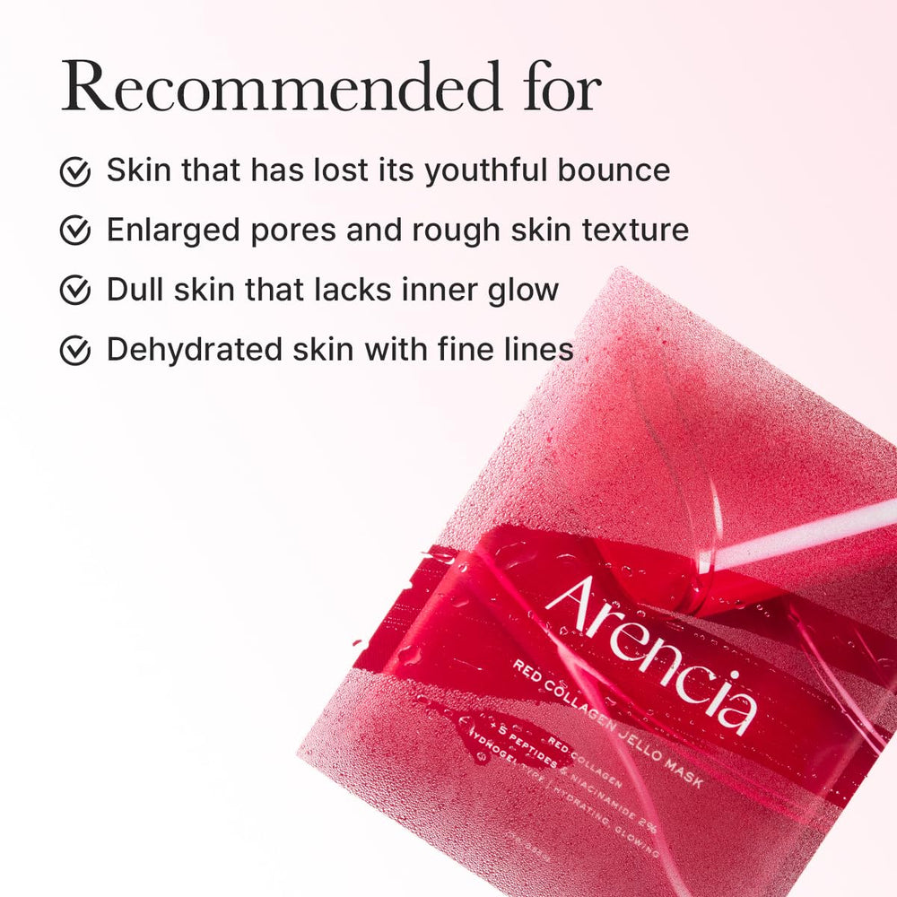 ARENCIA Red Collagen Jello Mask night scene for overnight nourishment.