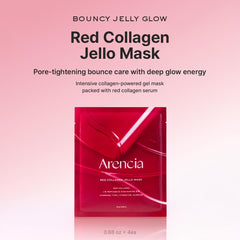 ARENCIA Red Collagen Jello Mask packaging close-up highlighting the four-pack.