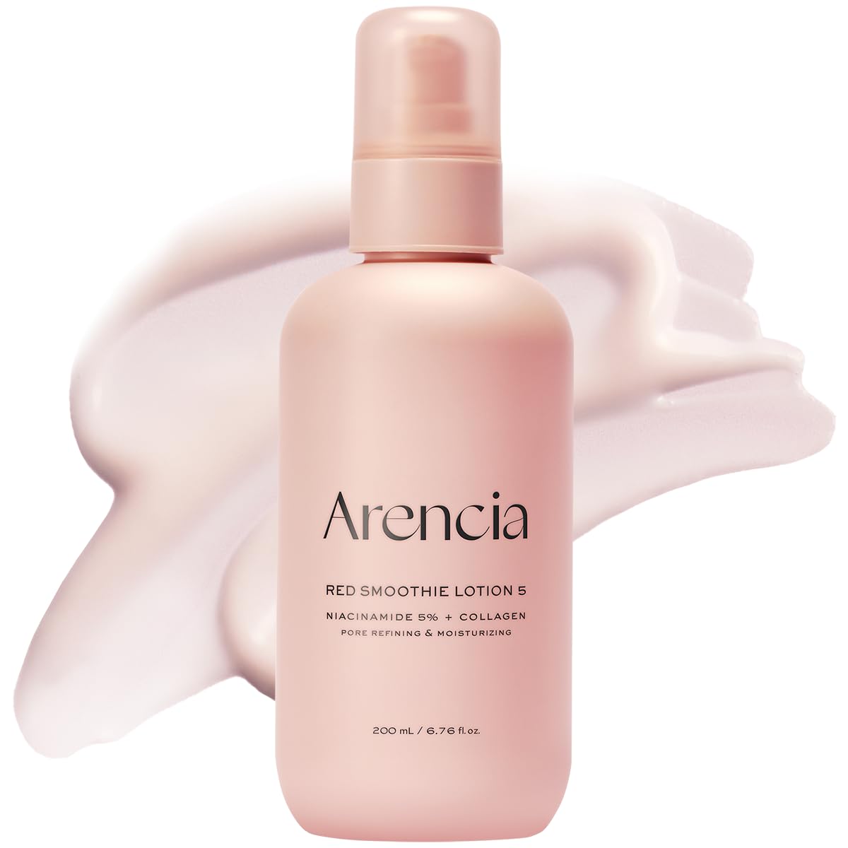 ARENCIA Red Smoothie Lotion bottle with pump for quick daily hydration.