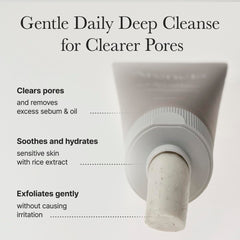 ARENCIA rice cake cleanser foam action indicating gentle cleansing.