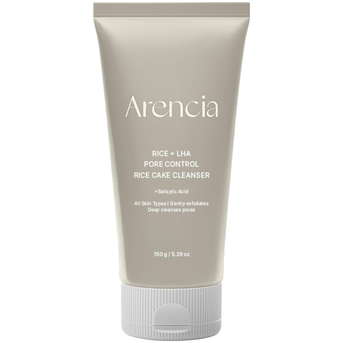 ARENCIA rice cake cleanser texture close-up for gentle exfoliation and deep cleansing.