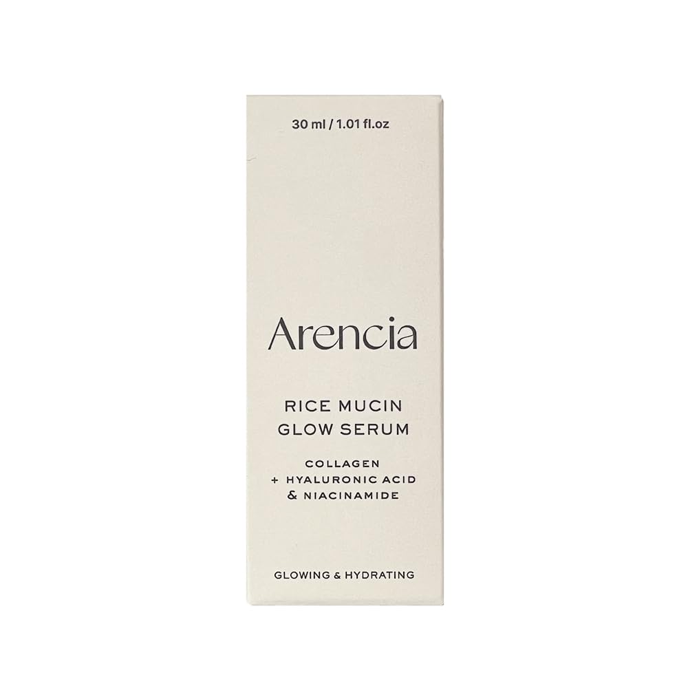 Ingredient highlights featuring niacinamide and hyaluronic acid from Arencia