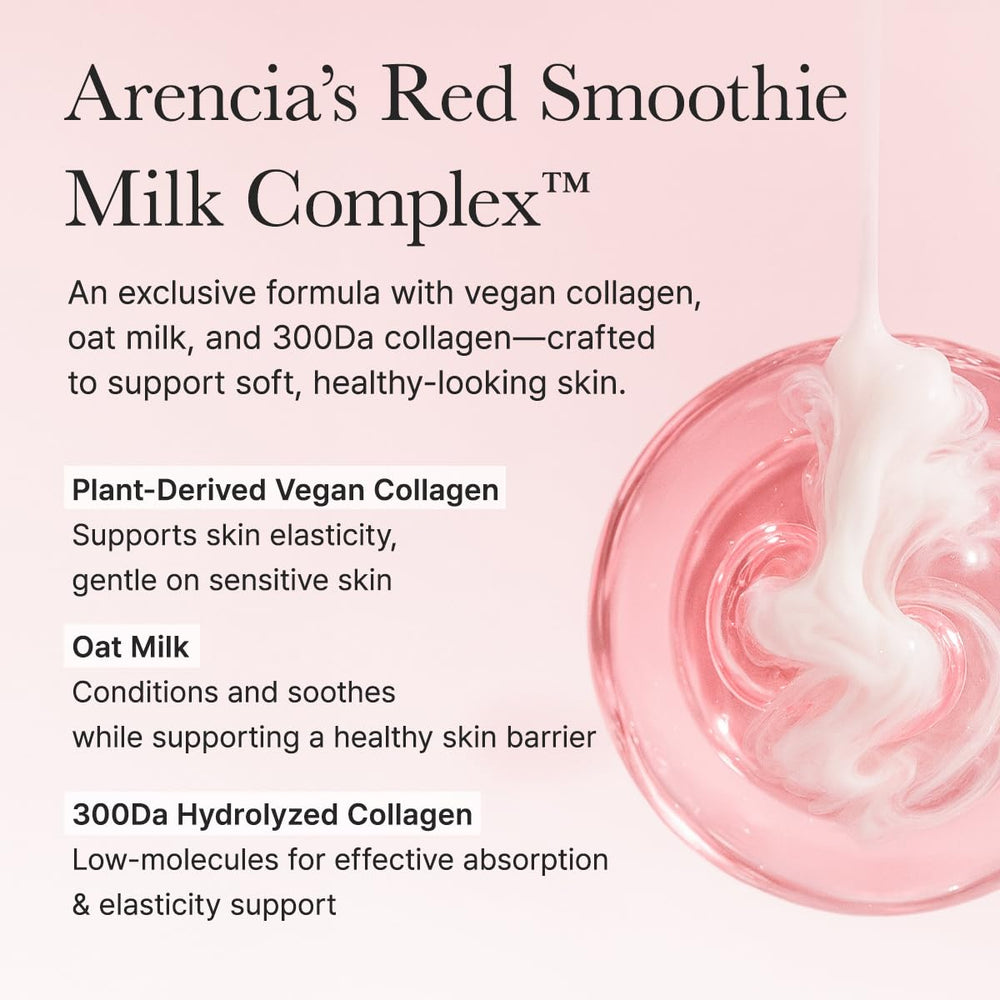 ARENCIA Red Smoothie Lotion helps smooth texture and refine pores.