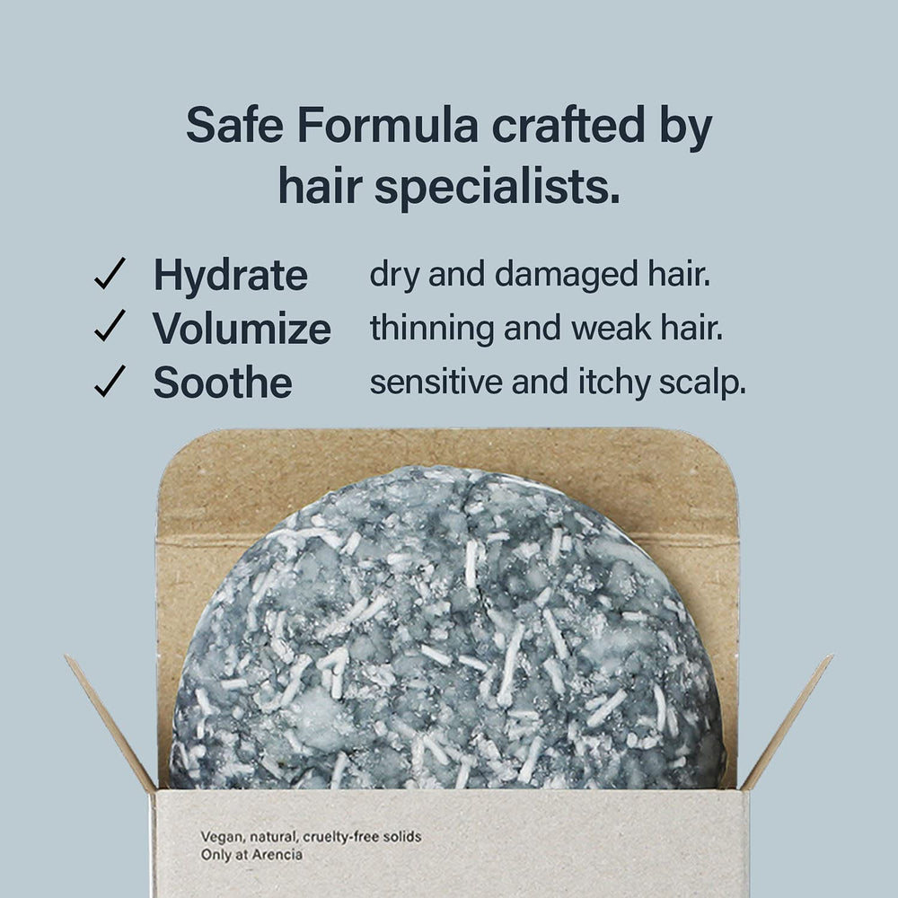 ARENCIA Salty Soda Shampoo Bar close-up texture shows artisanal solid form