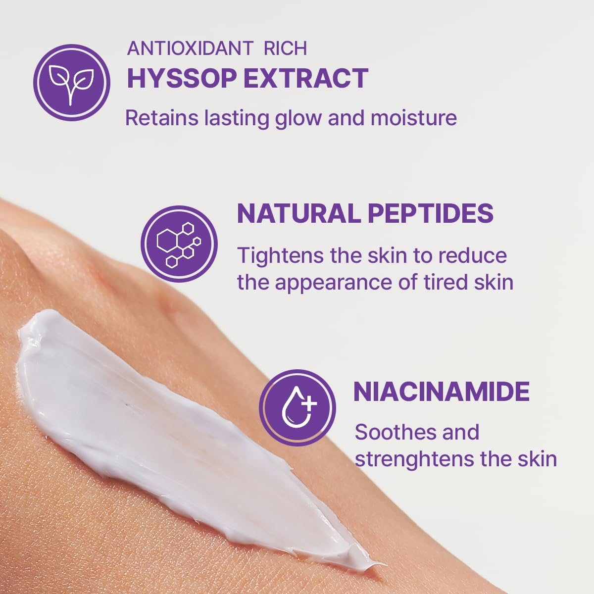 ARENCIA Hyssop Blurring Cream swatch shows smooth texture and glow