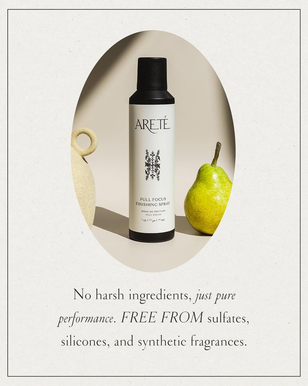 Close-up of ARETÉ Full Focus spray nozzle for easy spritz.