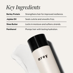 Arey Smooth Conditioner silky texture close-up emphasizes lightweight conditioning for fine hair