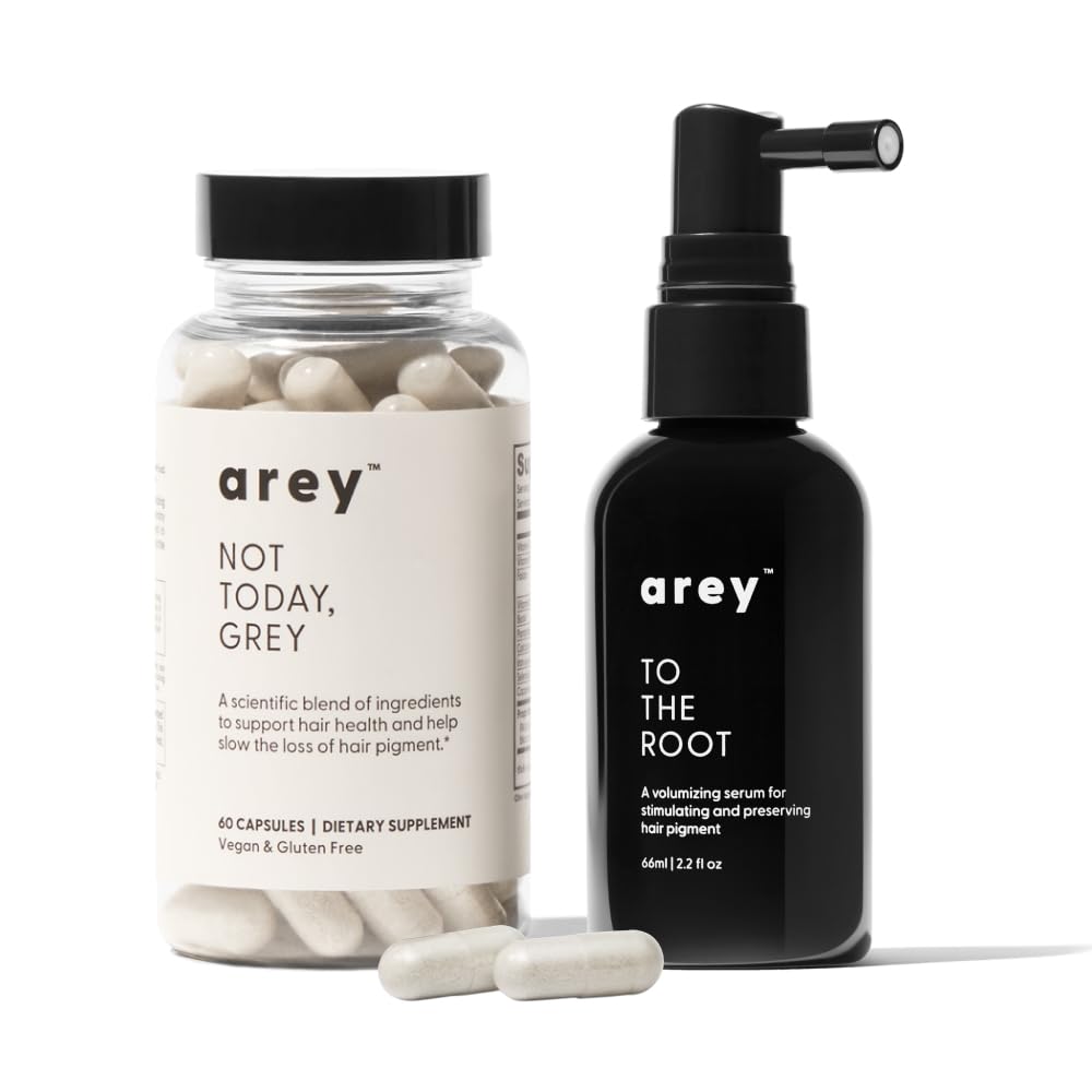 Arey System daily hair serum bottle closeup for smooth, healthy-looking hair.