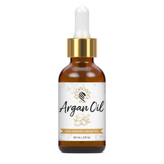 Argan Cosmetics Argan Oil bottle pour showing lightweight hydration for skin and hair.