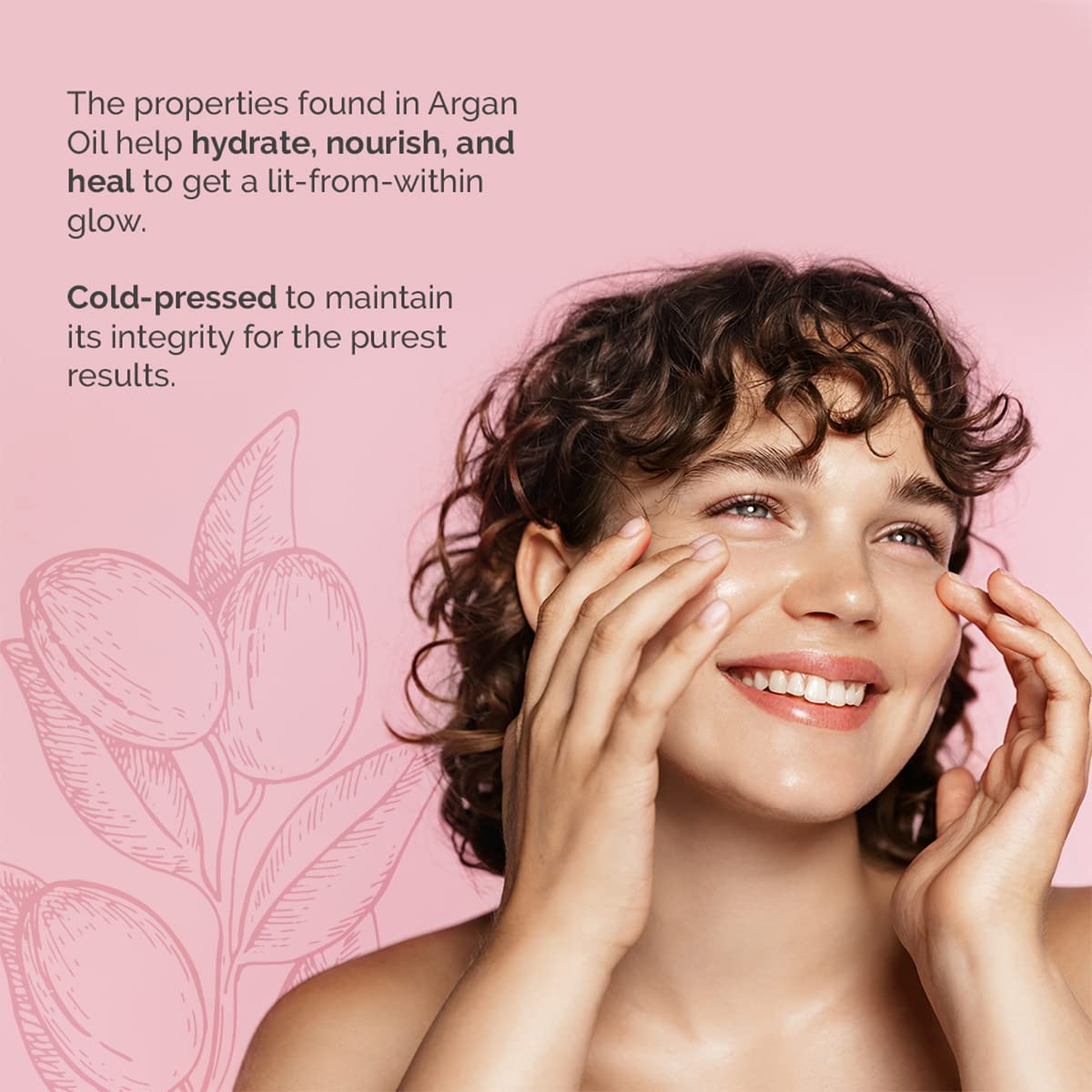 Argan Cosmetics Argan Oil on face absorbed quickly for natural glow.