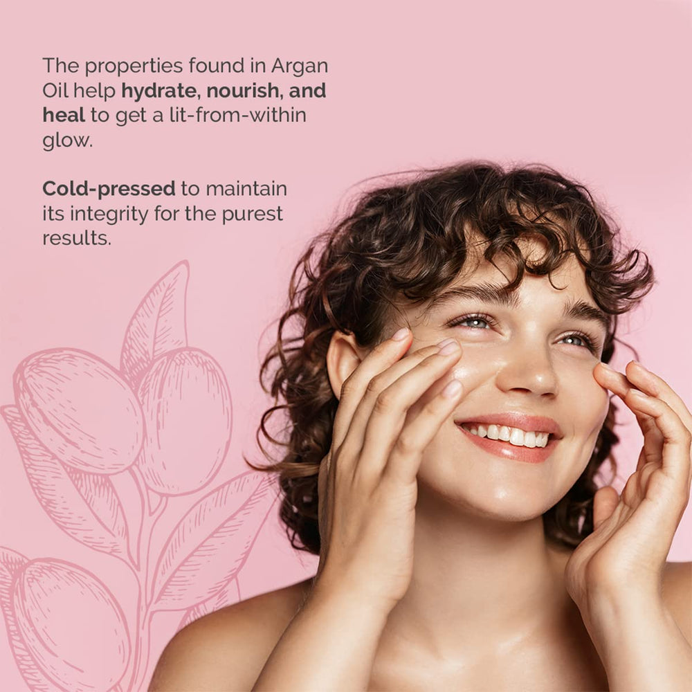 Argan Cosmetics Argan Oil on face absorbed quickly for natural glow.