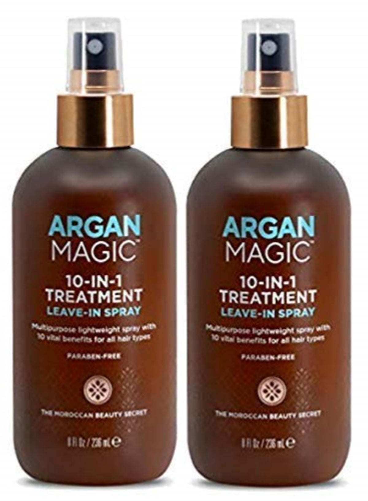 Argan Magic 10-in-1 spray bottle for detangling and shine.