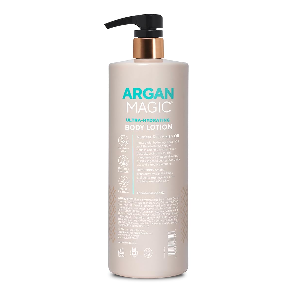 Argan Magic bottle close-up highlighting argan oil and antioxidants for skin nourishment