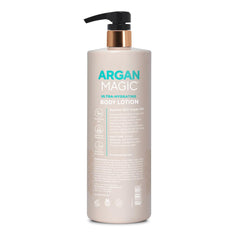 Argan Magic bottle close-up highlighting argan oil and antioxidants for skin nourishment