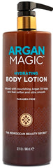 Argan Magic hydrating body lotion bottle showing rich formula for dry skin nourishment