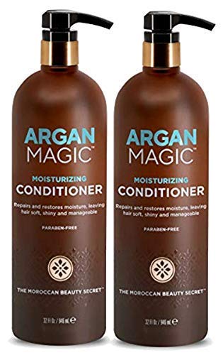 Argan Magic Moisturizing Conditioner on hair strands showing improved manageability.