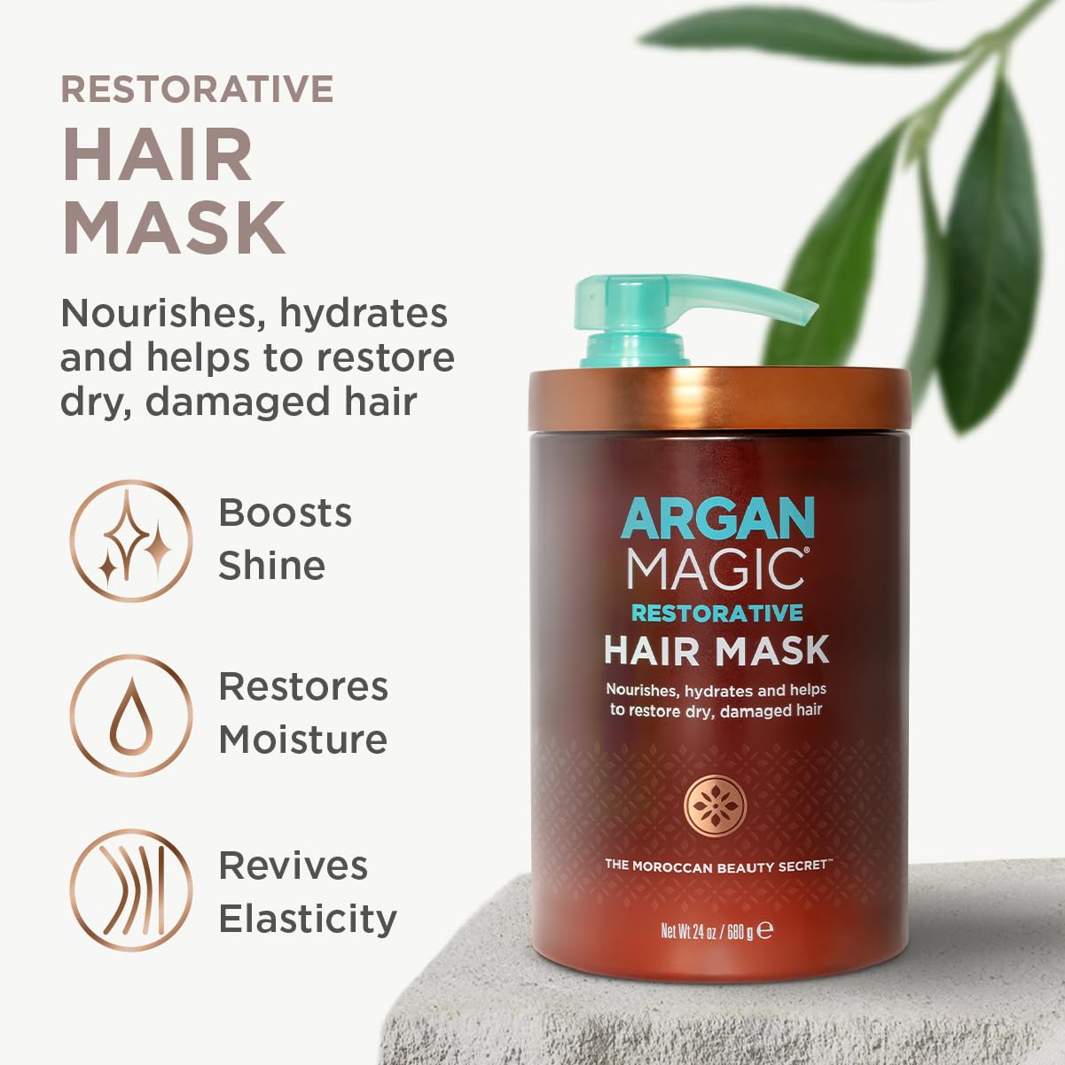 Argan Magic Restorative Hair Mask after use shows shine and smoothness