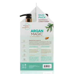 Closeup of Argan Magic shampoo-conditioner pack