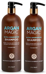 Argan Magic Ultra Nourishing Shampoo bottle front shows argan oil benefits for hair