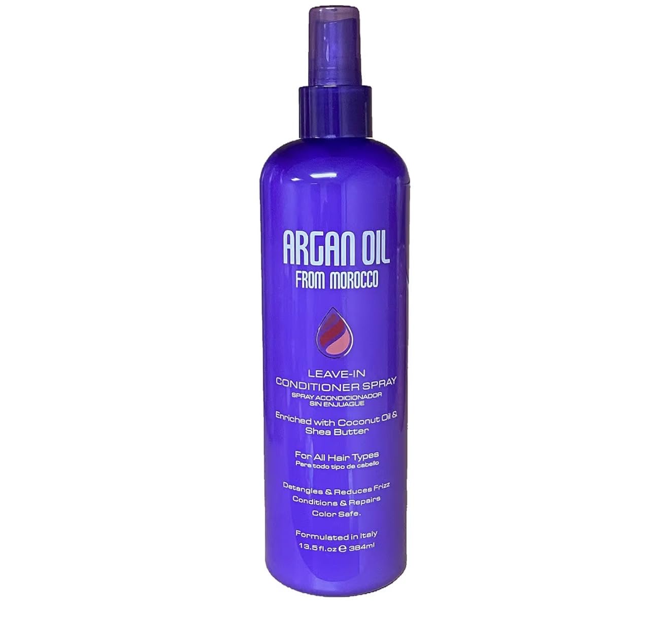 Argan Oil Morocco Leave-In Conditioner Spray bottle for heat protection and silky shine