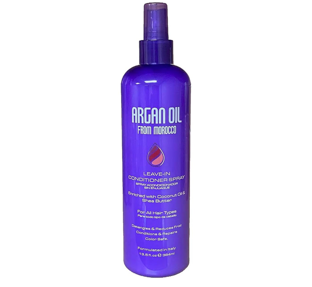 Argan Oil Morocco Leave-In Conditioner Spray bottle for heat protection and silky shine