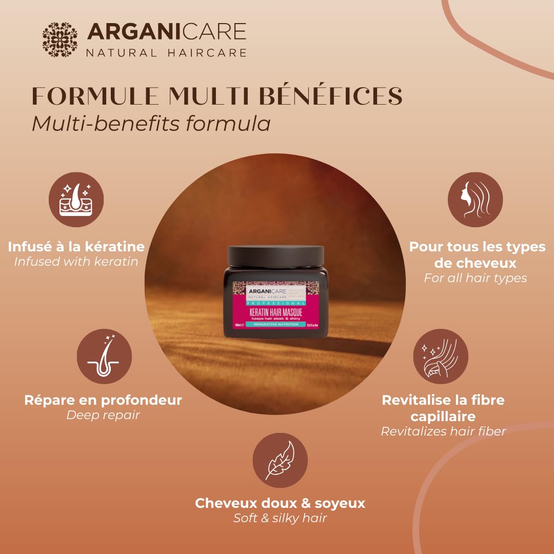 Arganicare Keratin Repair Mask application on hair for repair and smoothing