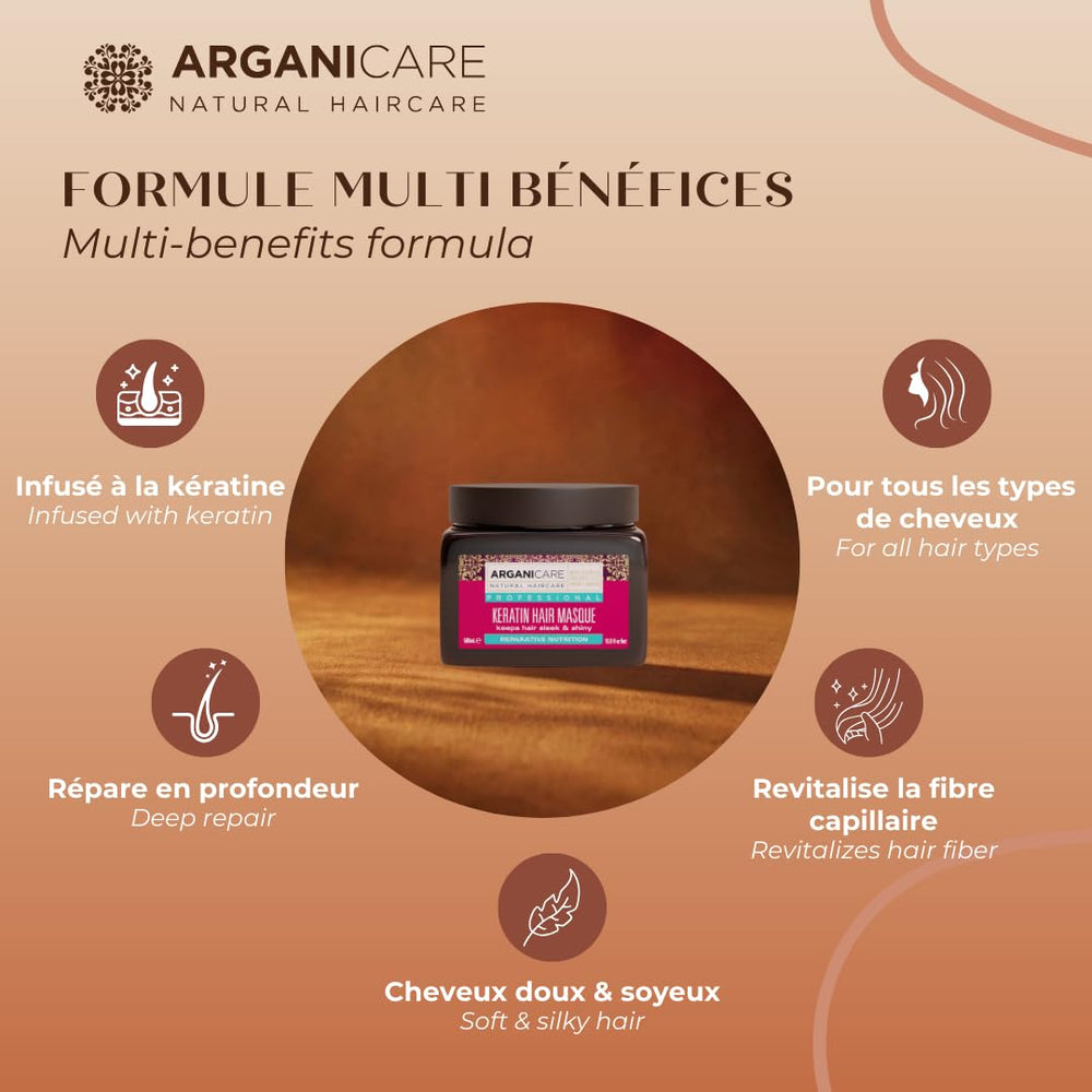 Arganicare Keratin Repair Mask application on hair for repair and smoothing