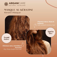 Arganicare Keratin Repair Mask texture shows creamy consistency for easy application