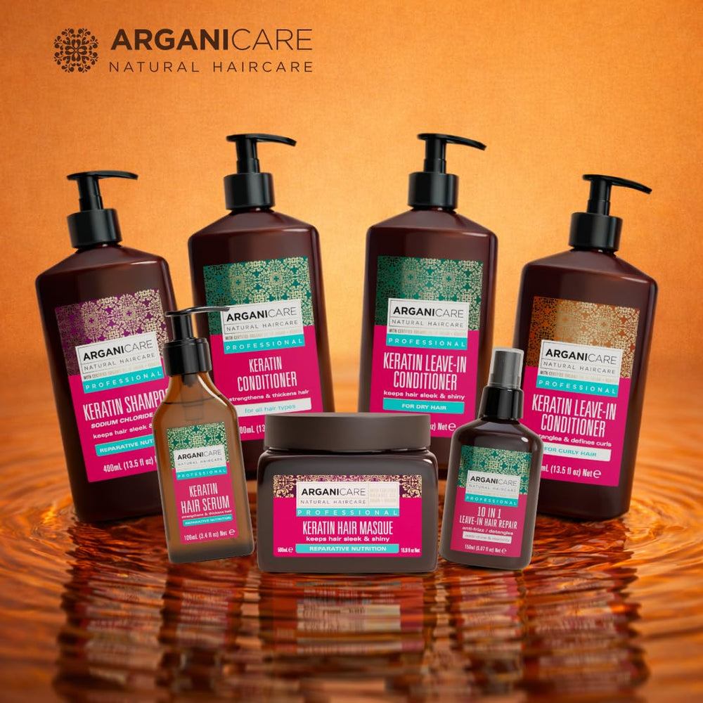Arganicare Keratin Repair Mask jar close-up reveals rich formula for dry hair