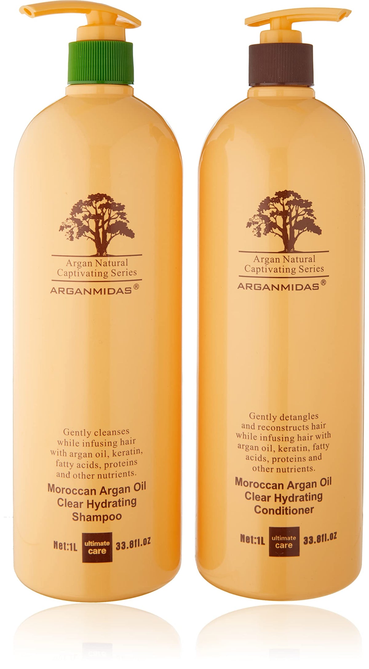 ARGANMIDAS Moroccan Oil Clear Hydrating Shampoo bottle shows color-safe cleansing for color-treated hair