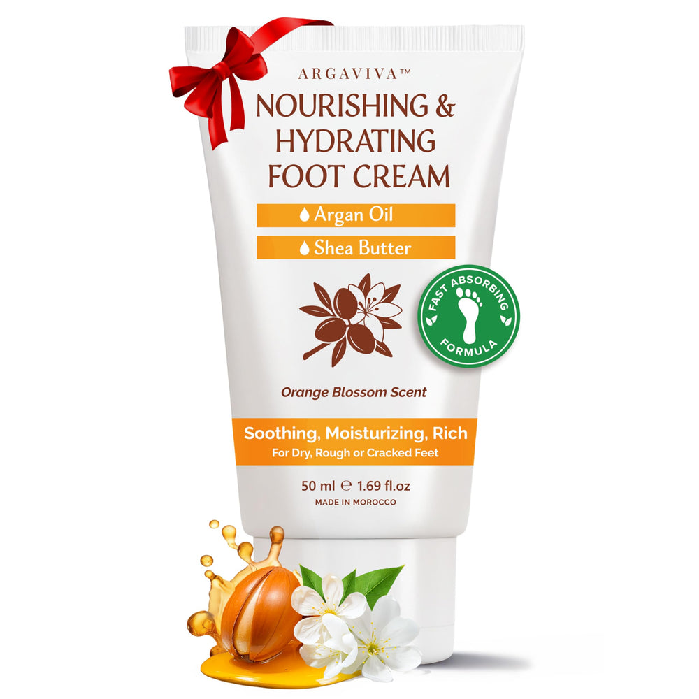 Argaviva Foot Cream bottle with argan oil for deep hydration.