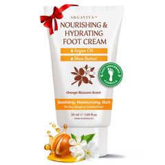 Argaviva Foot Cream bottle with argan oil for deep hydration.