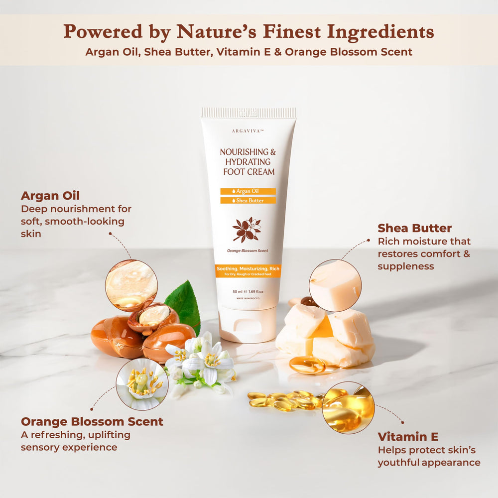 Argaviva travel-friendly foot cream tube for on-the-go care.