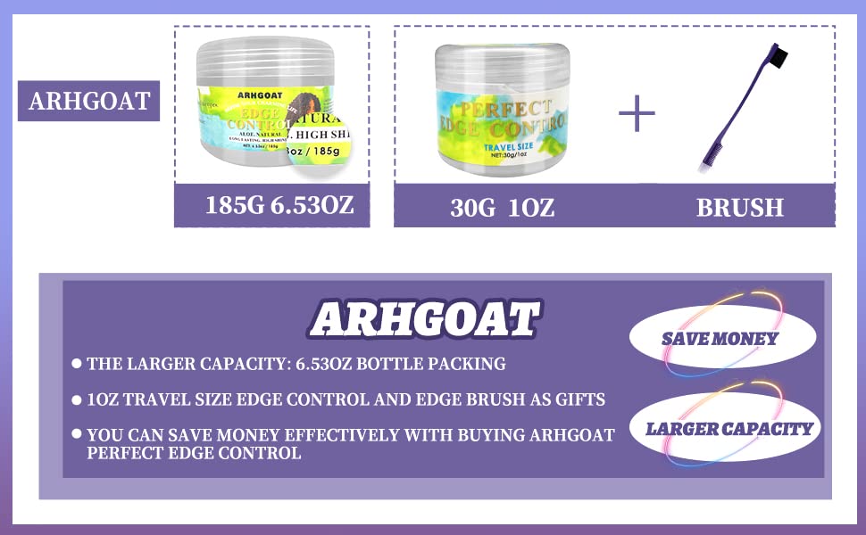 ARHGOAT edge control packaging box with clear product details.