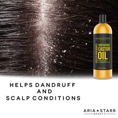 Aria Starr Castor Oil dispensing pump enables precise, mess-free oil for scalp and brows.