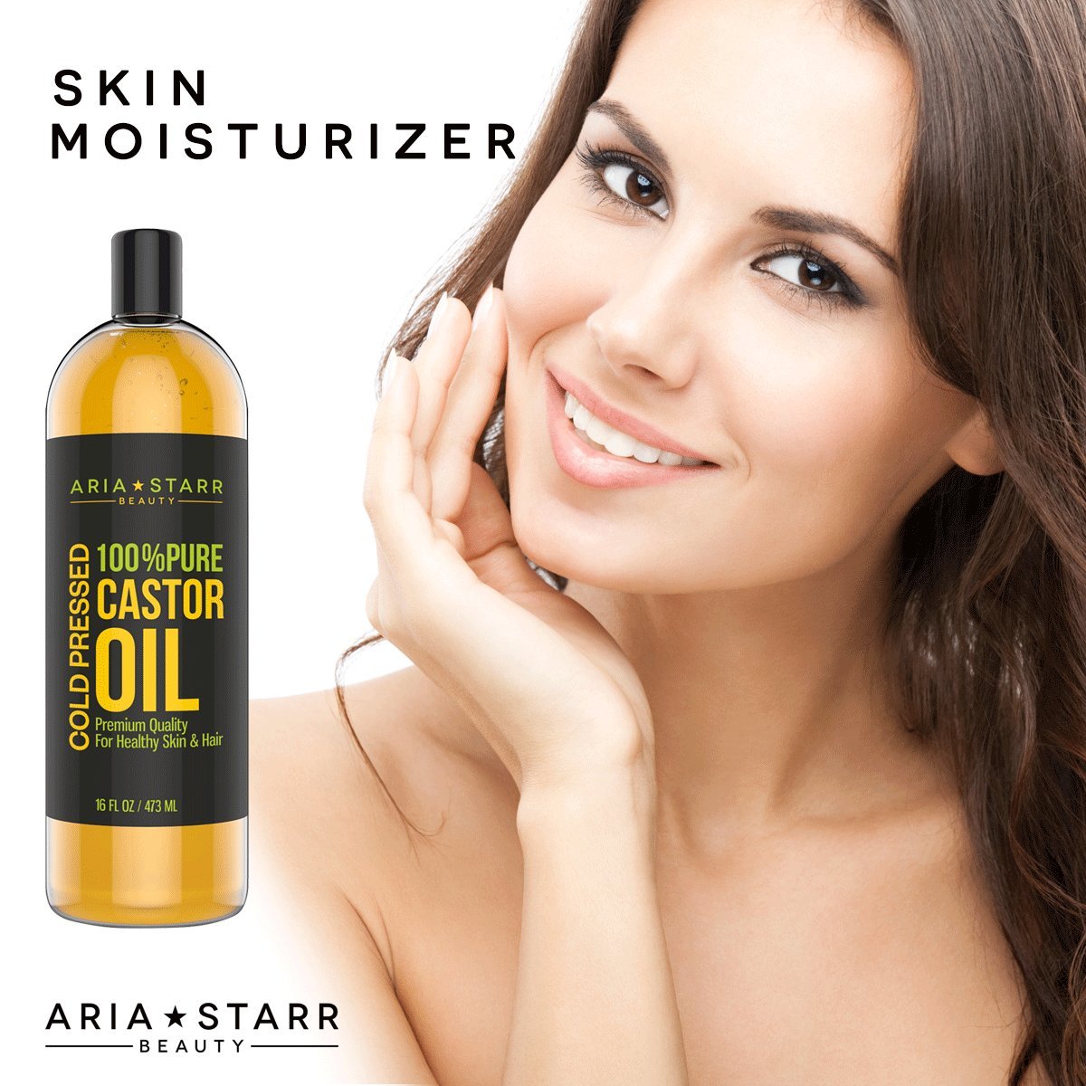 Aria Starr Castor Oil hexane-free label highlights premium cold-pressed formula.