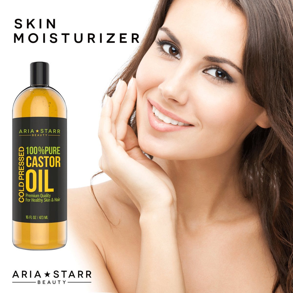 Aria Starr Castor Oil hexane-free label highlights premium cold-pressed formula.