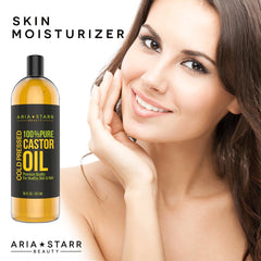 Aria Starr Castor Oil hexane-free label highlights premium cold-pressed formula.