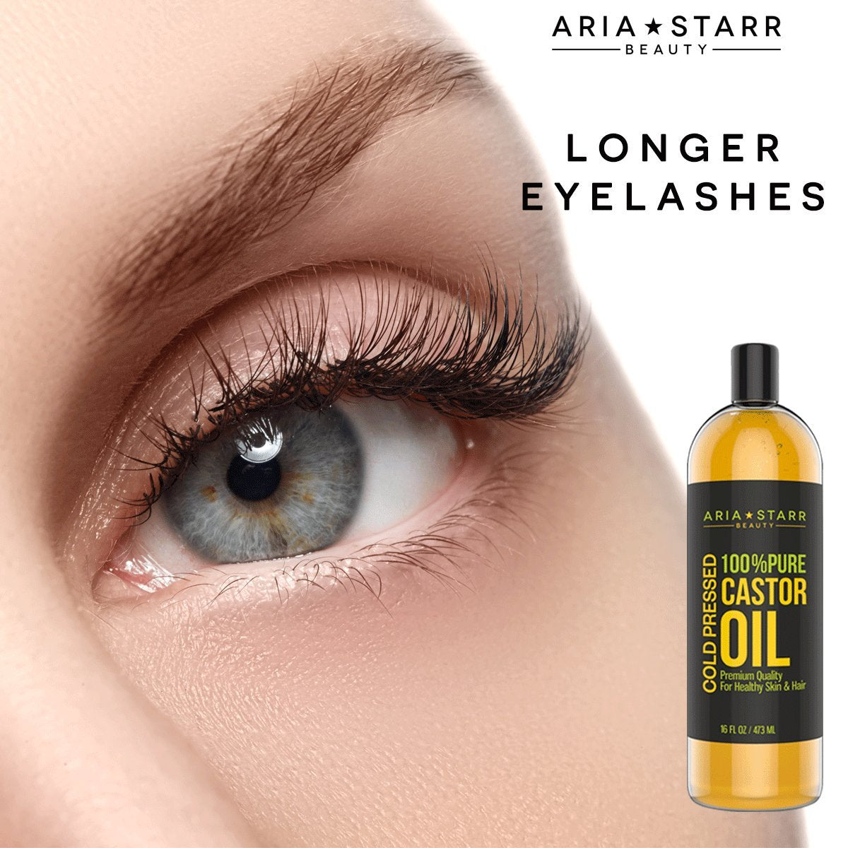Aria Starr Castor Oil on scalp massage nourishes hair roots.