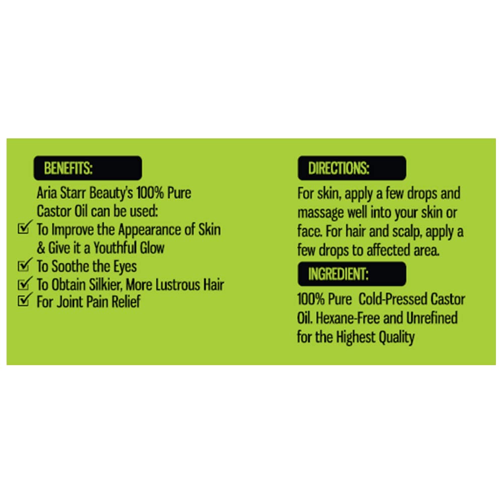 Aria Starr Castor Oil daily skin moisturizer for soft, even tone.