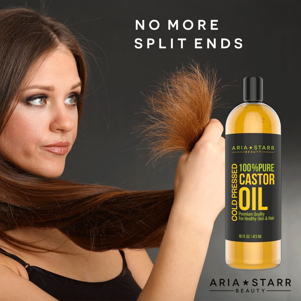 Aria Starr Castor Oil smooths ends and aids detangling for thicker-looking hair.