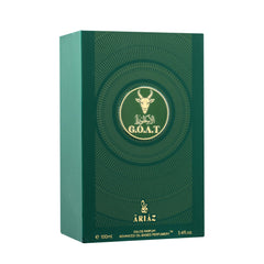 ARIAZ Goat Men base notes with bourbon vanilla, amber, and woods for a creamy finish