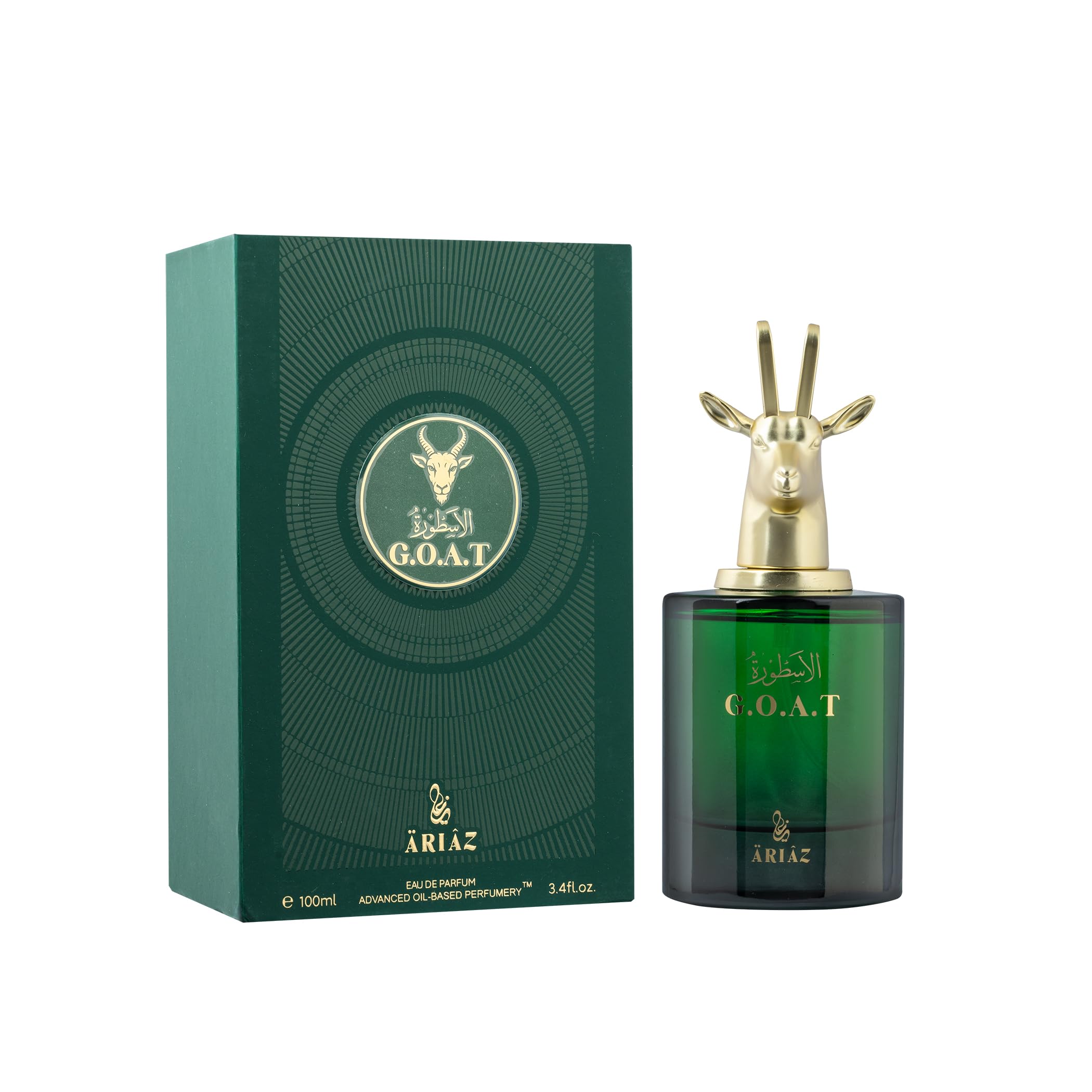 ARIAZ Goat Men bottle highlighting amber vanilla for a refined everyday scent